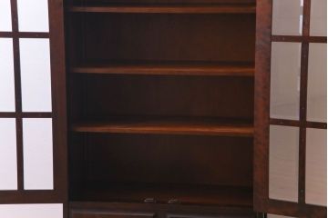 【F様ご成約品】中古美品　北海道民芸家具　HM114K　スリムで上品な本箱(ブックケース、キャビネット、飾り棚)(定価約25万7千円)(R-030475)