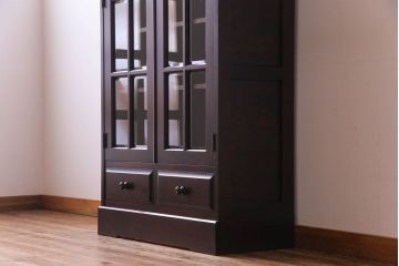 【F様ご成約品】中古美品　北海道民芸家具　HM114K　スリムで上品な本箱(ブックケース、キャビネット、飾り棚)(定価約25万7千円)(R-030475)