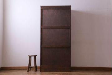 【F様ご成約品】中古美品　北海道民芸家具　HM114K　スリムで上品な本箱(ブックケース、キャビネット、飾り棚)(定価約25万7千円)(R-030475)