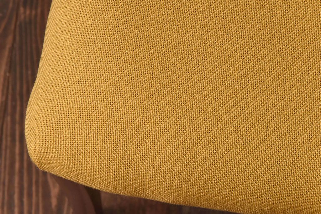 北欧ビンテージ家具　チーク材　黄色のファブリックが可愛らしいダイニングチェア(ワークチェア、椅子)(1)(R-030477)