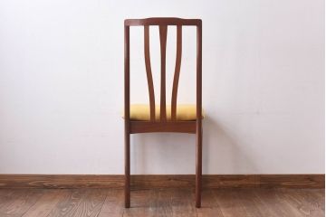 北欧ビンテージ家具　チーク材　黄色のファブリックが可愛らしいダイニングチェア(ワークチェア、椅子)(1)(R-030477)