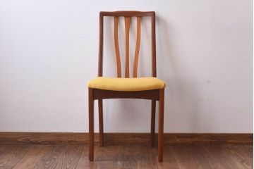 北欧ビンテージ家具　チーク材　黄色のファブリックが可愛らしいダイニングチェア(ワークチェア、椅子)(2)(R-030478)