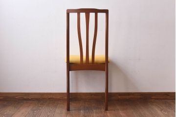 北欧ビンテージ家具　チーク材　黄色のファブリックが可愛らしいダイニングチェア(ワークチェア、椅子)(2)(R-030478)