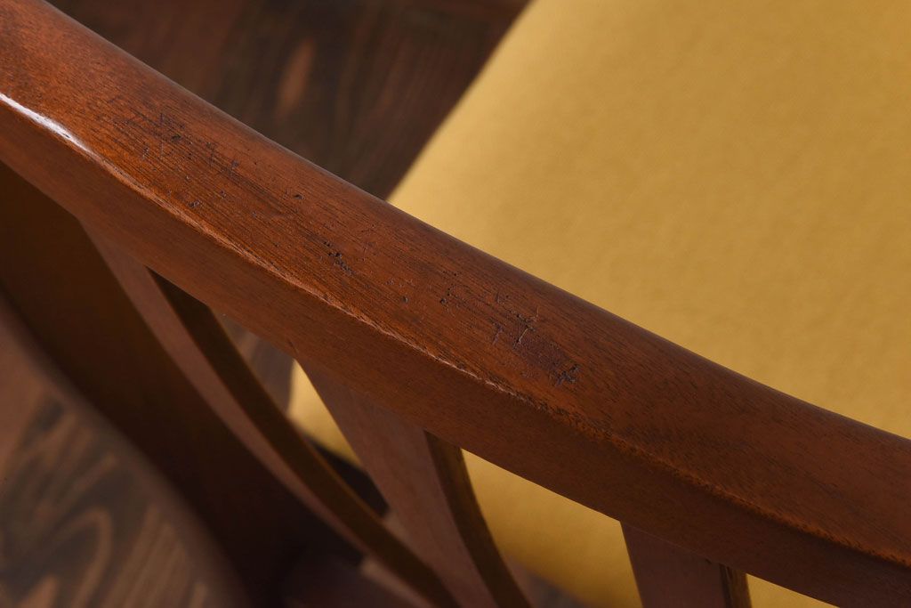 北欧ビンテージ家具　チーク材　黄色のファブリックが可愛らしいダイニングチェア(ワークチェア、椅子)(2)(R-030478)