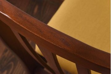 北欧ビンテージ家具　チーク材　黄色のファブリックが可愛らしいダイニングチェア(ワークチェア、椅子)(2)(R-030478)