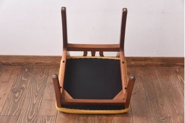 北欧ビンテージ家具　チーク材　黄色のファブリックが可愛らしいダイニングチェア(ワークチェア、椅子)(2)(R-030478)