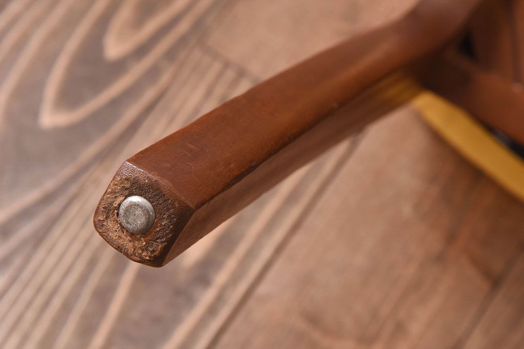 北欧ビンテージ家具　チーク材　黄色のファブリックが可愛らしいダイニングチェア(ワークチェア、椅子)(2)(R-030478)