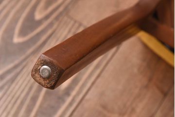 北欧ビンテージ家具　チーク材　黄色のファブリックが可愛らしいダイニングチェア(ワークチェア、椅子)(2)(R-030478)