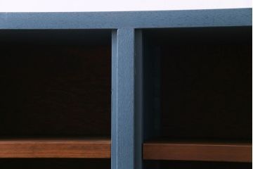 ペイント家具　リメイク　ブルーカラーと木の色味がマッチしたお洒落なオープンラック(収納棚)(R-30480)