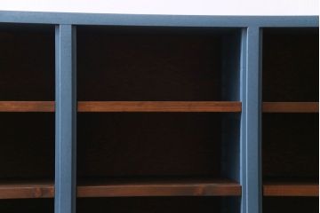 ペイント家具　リメイク　ブルーカラーと木の色味がマッチしたお洒落なオープンラック(収納棚)(R-30480)