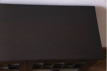 アンティーク家具　大正ロマン　ナラ材　柔らかな色合いの当時物色ガラスが魅力的な本箱(収納棚、戸棚、キャビネット)(R-030481)