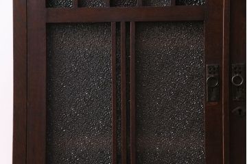 アンティーク家具　大正ロマン　ナラ材　柔らかな色合いの当時物色ガラスが魅力的な本箱(収納棚、戸棚、キャビネット)(R-030481)