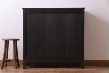 アンティーク家具　大正ロマン　ナラ材　柔らかな色合いの当時物色ガラスが魅力的な本箱(収納棚、戸棚、キャビネット)(R-030481)