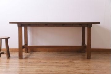昭和レトロ　リメイク　懐かしさ感じる素朴な佇まいの作業テーブル(作業台、ダイニングテーブル)(1)