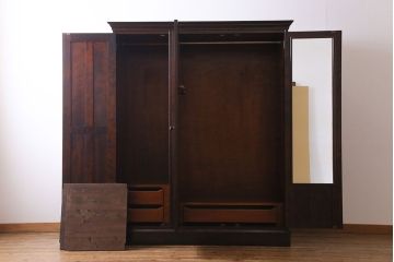 中古　北海道民芸家具 洗練されたデザインの組立式ワードローブ(洋服タンス、収納棚)(定価約81万円)(1)