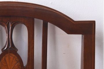 アンティーク家具　イギリスアンティーク　ウォールナット材　象嵌が魅力のクラシカルなチェア(ダイニングチェア、椅子)(2)