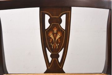【H様ご成約済】フランスアンティーク　ウォールナット材　象嵌入りの上品なコーナーチェア(椅子)