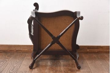 【H様ご成約済】フランスアンティーク　ウォールナット材　象嵌入りの上品なコーナーチェア(椅子)