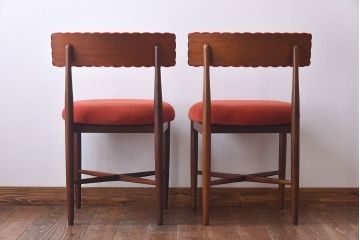 【E様ご成約品】G-PLAN(ジープラン)　Fresco(フレスコ)　赤いファブリックが可愛いサーキュラーチェア(ダイニングチェア、椅子)2脚セット