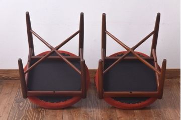 【E様ご成約品】G-PLAN(ジープラン)　Fresco(フレスコ)　赤いファブリックが可愛いサーキュラーチェア(ダイニングチェア、椅子)2脚セット