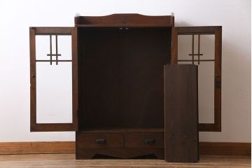 アンティーク家具　昭和初期　栓材製　大正ロマンの雰囲気漂うブックケース(収納棚、食器棚)