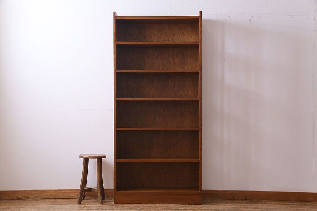 レトロ家具　昭和レトロ　素朴でシンプルなデザインが魅力の本棚(ウッドシェルフ、飾り棚)