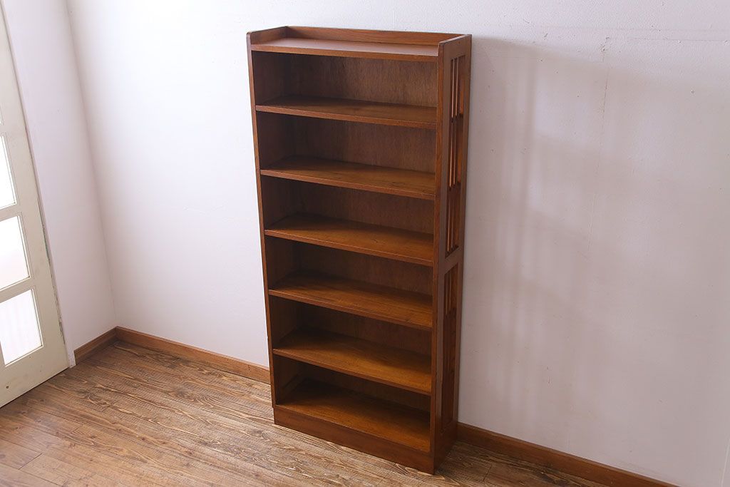 レトロ家具　昭和レトロ　素朴でシンプルなデザインが魅力の本棚(ウッドシェルフ、飾り棚)