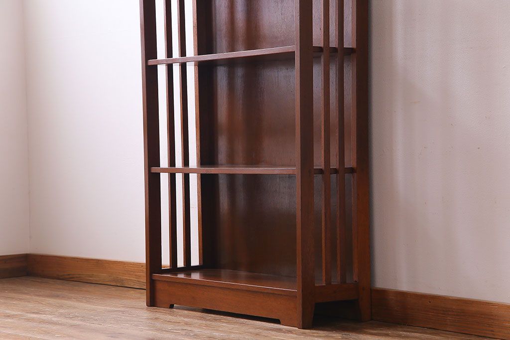 レトロ家具　昭和レトロ　素朴で温かみのある雰囲気の本棚(ウッドシェルフ、飾り棚)