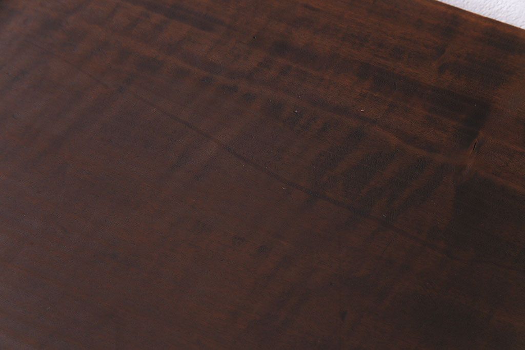 アンティーク家具　明治大正期　栃の木材　一枚板を使ったシンプルな鉄脚テーブル(コンソールテーブル、飾り台)