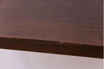 アンティーク家具　明治大正期　栃の木材　一枚板を使ったシンプルな鉄脚テーブル(コンソールテーブル、飾り台)