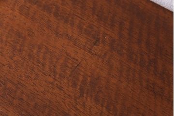 レトロ家具　昭和レトロ　ラワン材一枚板　古い木の質感が味わい深い鉄脚テーブル(コンソールテーブル、作業台)