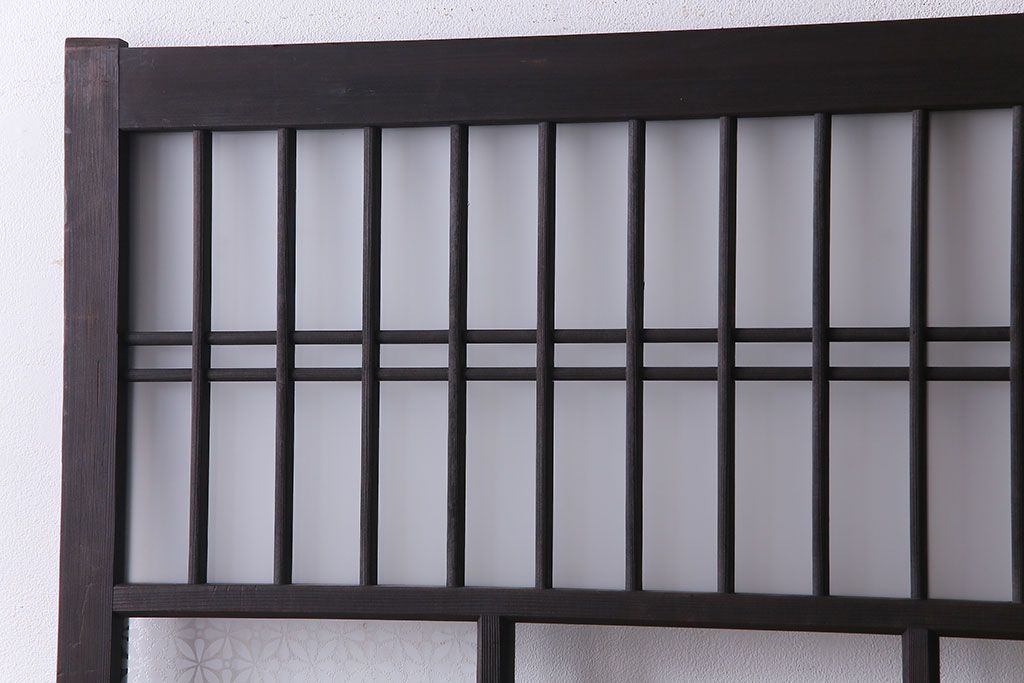 昭和初期　オリジナルガラス　花模様のガラスが可愛らしいレトロなガラス戸2枚セット(引き戸、建具)