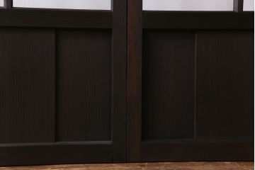 昭和初期　オリジナルガラス　花模様のガラスが可愛らしいレトロなガラス戸2枚セット(引き戸、建具)