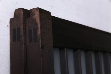 昭和初期　オリジナルガラス　花模様のガラスが可愛らしいレトロなガラス戸2枚セット(引き戸、建具)