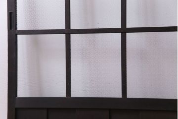 昭和初期　オリジナルガラス　花模様のガラスが可愛らしいレトロなガラス戸2枚セット(引き戸、建具)
