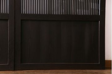 和製アンティーク　艶のある質感と燻された風合いが魅力の格子戸(引き戸、建具)4枚セット