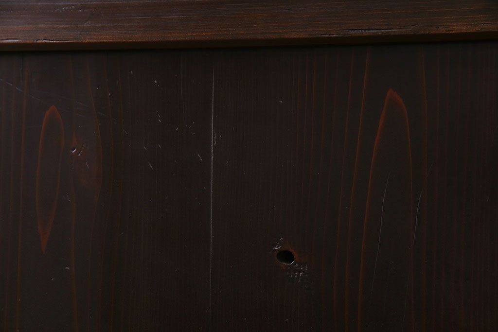 和製アンティーク　艶のある質感と燻された風合いが魅力の格子戸(引き戸、建具)4枚セット