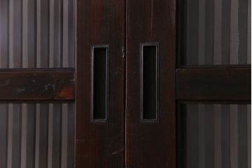 和製アンティーク　艶のある質感と燻された風合いが魅力の格子戸(引き戸、建具)4枚セット