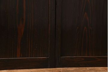 和製アンティーク　古い趣と燻された風合いが味わい深い格子戸(引き戸、建具)4枚セット