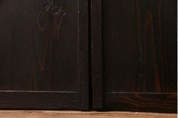 和製アンティーク　古い趣と燻された風合いが味わい深い格子戸(引き戸、建具)4枚セット