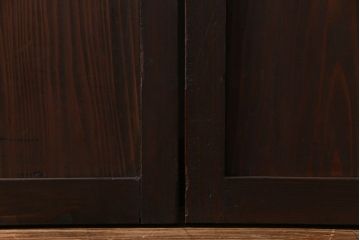 和製アンティーク　和モダンの雰囲気漂う縦桟の美しいガラス入り格子戸(引き戸、仕切り戸、建具)2枚組