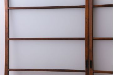 昭和レトロ　オリジナル花ガラス　シンプルなデザインが魅力のガラス戸(引き戸、仕切り戸、建具)2枚組