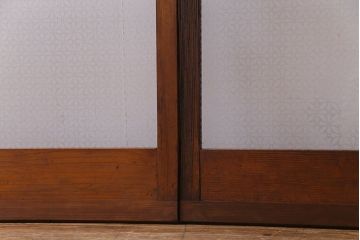 昭和レトロ　オリジナル花ガラス　シンプルなデザインが魅力のガラス戸(引き戸、仕切り戸、建具)2枚組