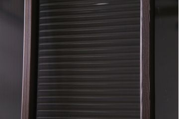 昭和初期　モールガラス　古い質感の木材が味わい深い幅広のガラス戸(格子戸、引き戸、建具)4枚組