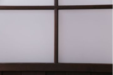 昭和初期　モールガラス　古い質感の木材が味わい深い幅広のガラス戸(格子戸、引き戸、建具)4枚組