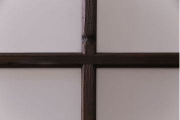 昭和初期　モールガラス　古い質感の木材が味わい深い幅広のガラス戸(格子戸、引き戸、建具)4枚組