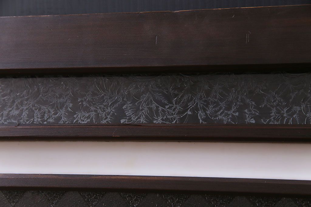 アンティーク雑貨 大正ロマン 4種のガラスが組み込まれたクラシカルな明り取り(明かり取り、欄間)