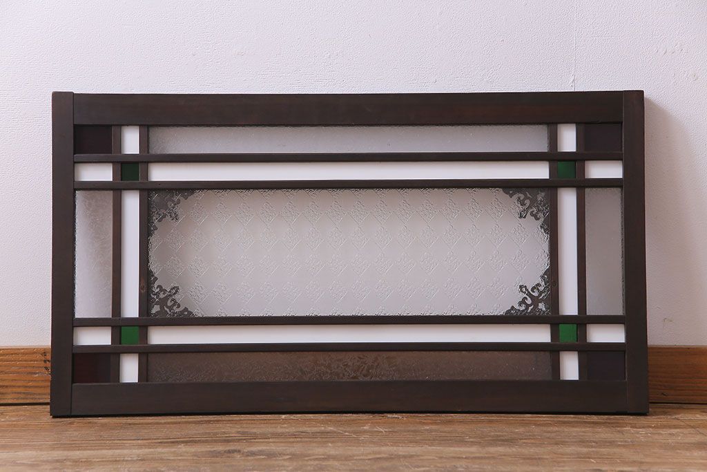 アンティーク雑貨 大正ロマン 4種のガラスが組み込まれたクラシカルな明り取り(明かり取り、欄間)