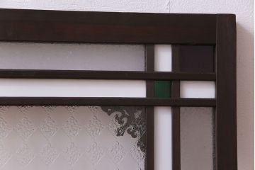 アンティーク雑貨 大正ロマン 4種のガラスが組み込まれたクラシカルな明り取り(明かり取り、欄間)