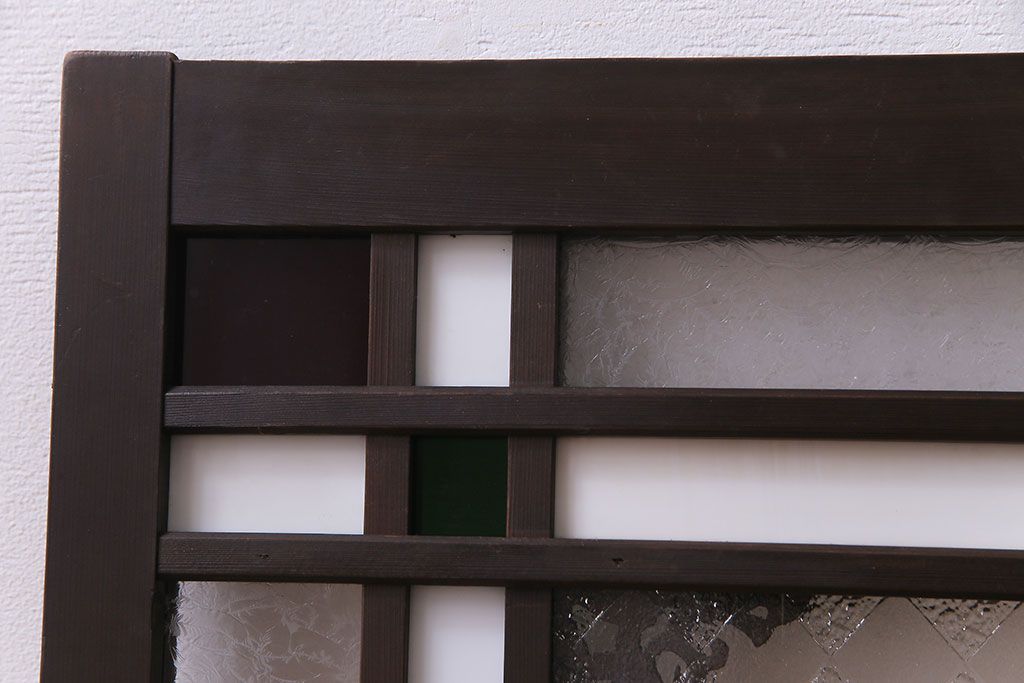 アンティーク雑貨 大正ロマン 4種のガラスが組み込まれたクラシカルな明り取り(明かり取り、欄間)